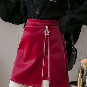 Super Star Leather A-Line Skirt